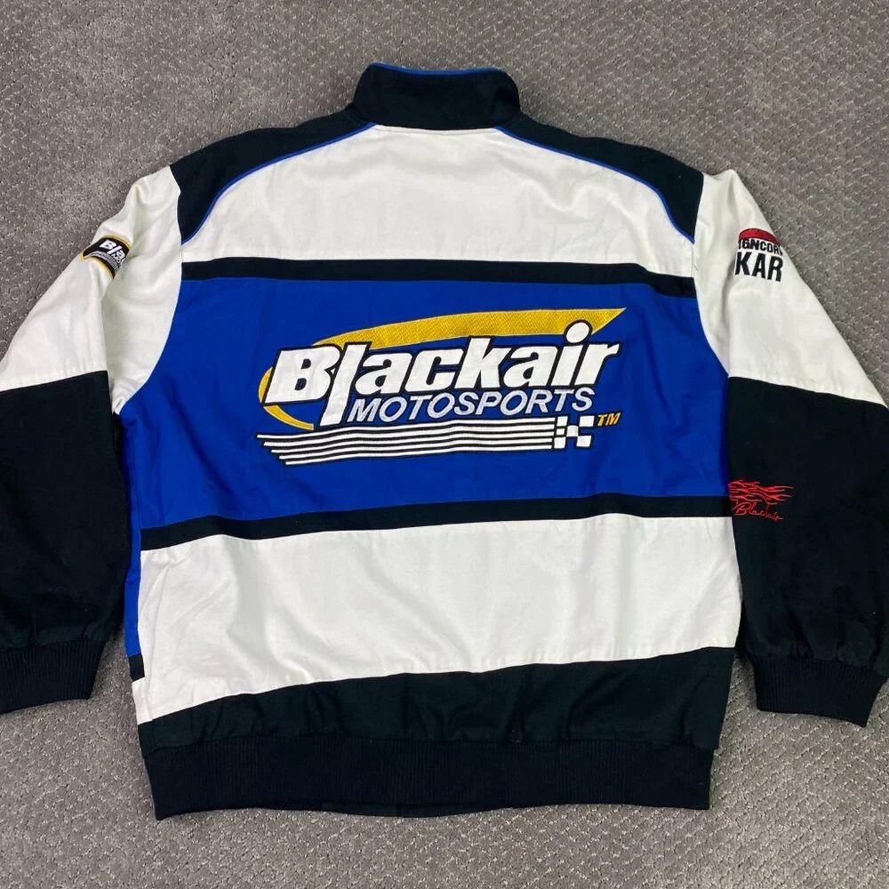 Aelfric Eden Black Blue White Racing Bomber Jacket - Picture 5 of 12
